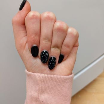 Win Nails Spa - Black acrylic nails with silver sparkles on the middle and ring finger. - Skin Care Near Me - Lake Forest, California Win Nails Spa - Black acrylic nails with silver sparkles on the middle and ring finger. - Skin Care Near Me - Lake Forest, California
