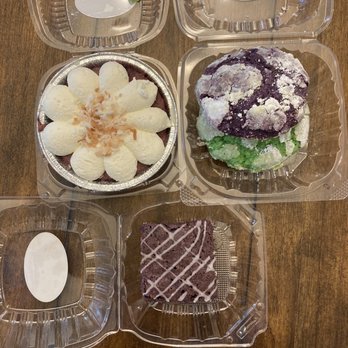 Cloverleaf Coffee & Bakery - Crinkle cut cookies, Ube bar, Ube Cheesecake - Desserts Near Me - Temple City, California