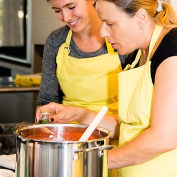 Mornings For Mommies - two women cooking in a kitchen - Cooking Schools Near Me - Santa Monica, California Mornings For Mommies - two women cooking in a kitchen - Cooking Schools Near Me - Santa Monica, California