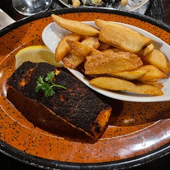 LB One Steakhouse - Blackened salmon with steak fries. - Steakhouses Near Me - Egg Harbor Township, New Jersey LB One Steakhouse - Blackened salmon with steak fries. - Steakhouses Near Me - Egg Harbor Township, New Jersey