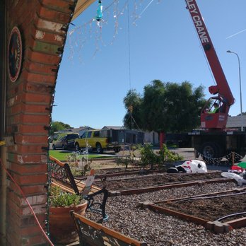 Bumble Bee Air Conditioning - Crane on street removing old heat pump. - Heating & Air Conditioning/HVAC Near Me - Tempe, Arizona