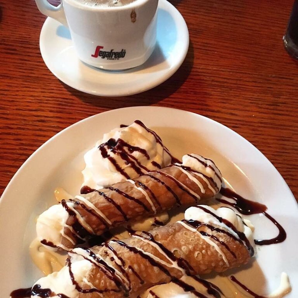Amici's - Cannoli desert came with two cookies and I ordered coffee to go with it. Even the coffee tastes great with my desert. - Pizza Near Me - Suffolk, Virginia
