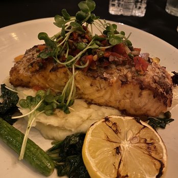 The Palms - Pan Roasted Almond Crusted Salmon - Seafood Near Me - Fresno, California