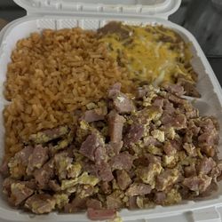 El Forastero (North Highlands, CA): #28 Breakfast Plate - Ham, Eggs, Rice, Beans, served with tortillas