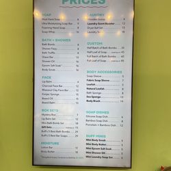 Buff City Soap - Pricing menu