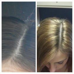 Reflections Hair Studio - Before & after. Highlights were done by Jill.
