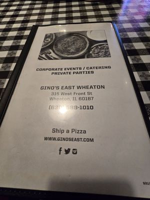 Menu photo 1 Gino's East - Wheaton Wheaton, IL