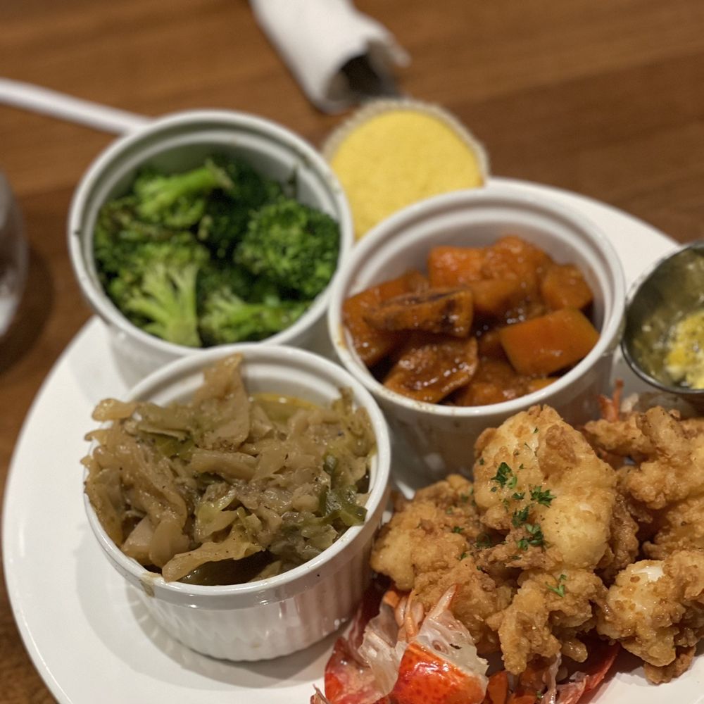 Brothers Restaurant And Bar - Fried Lobster, candied yams, broccoli and cabbage. - New American Near Me - Buffalo, New York Brothers Restaurant And Bar - Fried Lobster, candied yams, broccoli and cabbage. - New American Near Me - Buffalo, New York