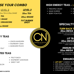 Center Nutrition - Shake and Combo Menu