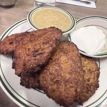 Barney Greengrass - Latkes with sour cream and apple sauce - Specialty Food Near Me - New York, New York Barney Greengrass - Latkes with sour cream and apple sauce - Specialty Food Near Me - New York, New York