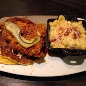 The Row - "Nashville Fried Chicken" I ordered it hot. It comes served on a sweet corn griddle, slaw underneath, with a honey sauce on top. - Southern Near Me - Nashville, Tennessee The Row - "Nashville Fried Chicken" I ordered it hot. It comes served on a sweet corn griddle, slaw underneath, with a honey sauce on top. - Southern Near Me - Nashville, Tennessee
