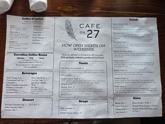 Menu photo 1 Cafe on 27 Topanga, CA Menu photo 1 Cafe on 27 Topanga, CA