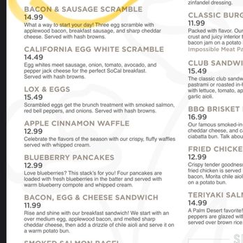 Bristol Cafe - Sample menu, pull-up on your phone - Breakfast & Brunch Near Me - Palm Desert, California