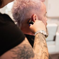 Murraki Salon - Alternative haircut with clipper detailing and pastel fashion color at Murraki Salon in Boise.