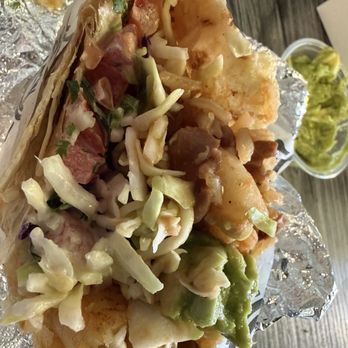 La Bufadora Baja Grill Irwindale - Inside of grilled shrimp burrito - Mexican Near Me - Irwindale, California