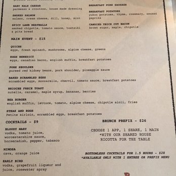 Bea - Brunch menu - Cocktail Bars Near Me - New York, New York