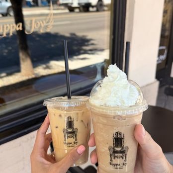 Kuppa Joy Coffee House - Iced Golden Joy and hot Kuppa Joy - Coffee & Tea Near Me - Clovis, California
