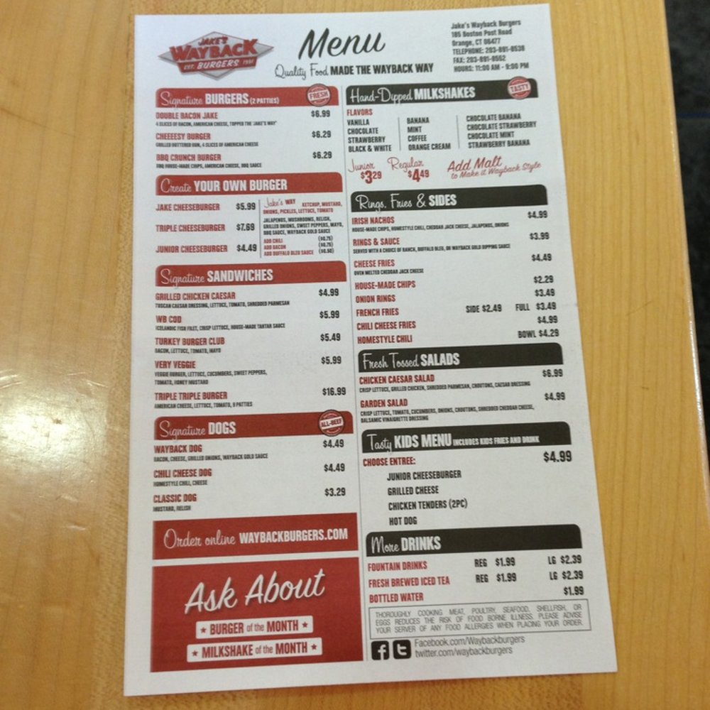 Wayback Burgers - Menu 7/4/2013 - Burgers Near Me - Orange, Connecticut Wayback Burgers - Menu 7/4/2013 - Burgers Near Me - Orange, Connecticut