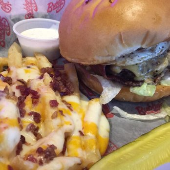 Bubba's 33 - Sunshine burger and loaded up side of fries. - American Near Me - Waco, Texas Bubba's 33 - Sunshine burger and loaded up side of fries. - American Near Me - Waco, Texas