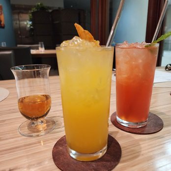 PAI Honolulu - Left to right: Cognac, Lilikoi Agua Fresca with vodka, Summer Breeze with vodka - New American Near Me - Honolulu, Hawaii