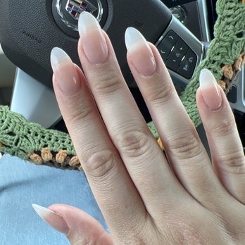 Bella Nail Salon - Natural color long acrylic nails - almond shape - Nail Salons Near Me - Jacksonville, Florida