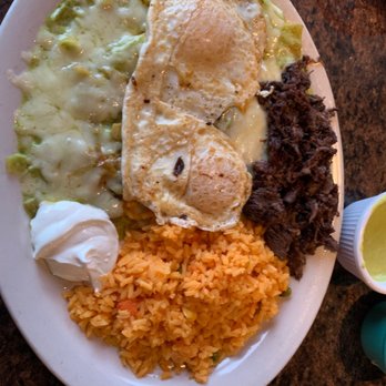 Taqueria Chalupas - Chilaquiles creamy jalapeños salsa with a side of barbacoa - Mexican Near Me - Webster, Texas