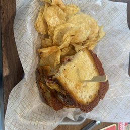 Grilled cheese with chips. Grilled cheese with chips.