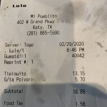Mi Pueblito Restaurant - Clear print date of purchase - Colombian Near Me - Katy, Texas Mi Pueblito Restaurant - Clear print date of purchase - Colombian Near Me - Katy, Texas