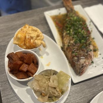 Roc South Cuisine - Whole Snapper, Mac & Cheese, Yams, and Cabbage. - Southern Near Me - Atlanta, Georgia