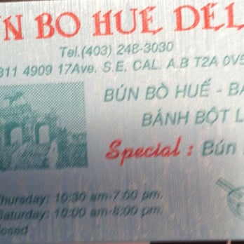 Bun Bo Hue Deli - a sign for bun bo hue - Vietnamese Near Me - Calgary, Alberta