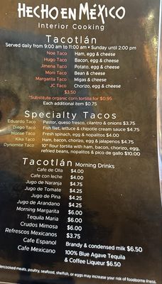 Menu photo 2 Hecho En Mexico Austin, TX