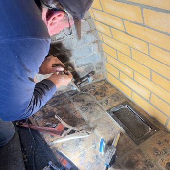 United Chimney Services - Replacing the gas line. This pic also shows the new firebox back wall. - Masonry/Concrete Near Me - Atherton, California United Chimney Services - Replacing the gas line. This pic also shows the new firebox back wall. - Masonry/Concrete Near Me - Atherton, California