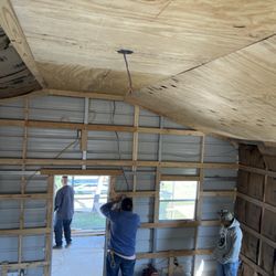 J and D's Cleaning and Handyman Services - Installing plywood on ceiling