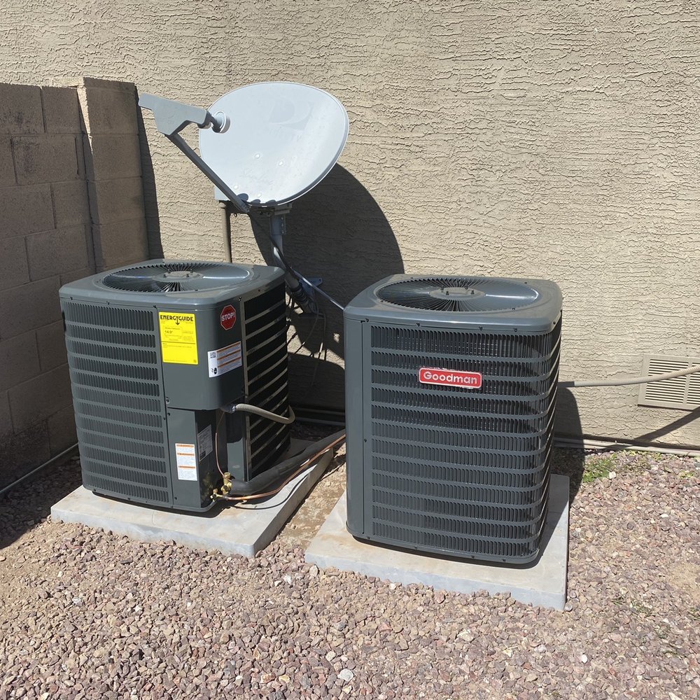 Airnow Cooling & Heating - The new condensers for the main house. 3.5 ton Goodman's. Very quiet - Heating & Air Conditioning/HVAC Near Me - Goodyear, Arizona