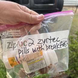 Orange bottle is Harper Sipe's Prozac. White bottle is Dukes' zyrtec.