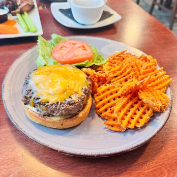 The 1762 - Wagyu burger w sweet potatoes waffles - Bars Near Me - Hummelstown, Pennsylvania