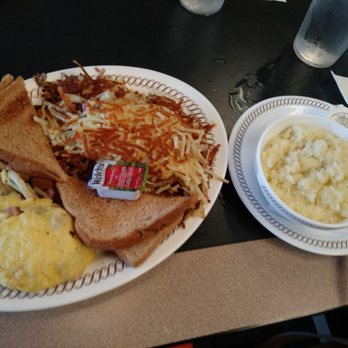 Waffle House - Triple omelet, smothered, capped, chunked...and same with hash browns. Plus grits and toast - Diners Near Me - Jeffersonville, Indiana Waffle House - Triple omelet, smothered, capped, chunked...and same with hash browns. Plus grits and toast - Diners Near Me - Jeffersonville, Indiana