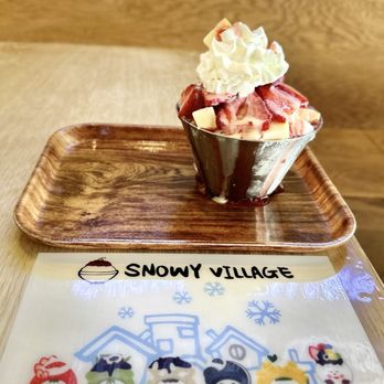 Snowy Village - Strawberry Cheesecake Bingsu - Desserts Near Me - Austin, Texas Snowy Village - Strawberry Cheesecake Bingsu - Desserts Near Me - Austin, Texas