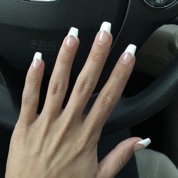 Divine Nails And Lashes - Acrylic was applied unevenly, the white tips were not painted on well, I specifically asked for a deep smile line - Nail Salons Near Me - Irvine, California