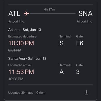 Delta Air Lines - More examples of Delta being late - Airlines Near Me - Atlanta, Georgia