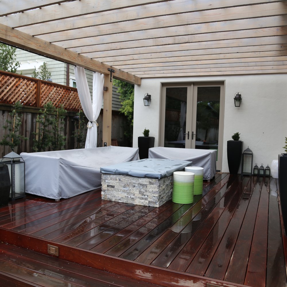 Loma Verde Gardens - Decking, firetable and pergola - Landscaping Near Me Loma Verde Gardens - Decking, firetable and pergola - Landscaping Near Me