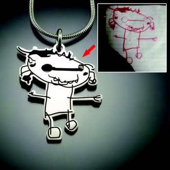 Belle Fever - Customer Kids Drawing Necklace Silver by Belle Fever (www.bellefever.com.au) - Jewelry Near Me - Bella Vista, NSW