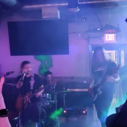 a band playing on stage