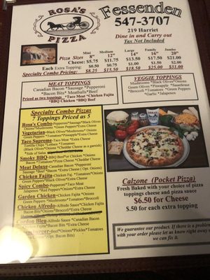 Menu photo 2 Rosa's Pizza Fessenden, ND Menu photo 2 Rosa's Pizza Fessenden, ND