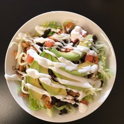 Habanero Mexican Grill - Taco Salad Tuesday who said salads had to be boring? Lettuce(duh),chicken,blackbeans, avocado,tomatoes,cheese,and sour cream.
