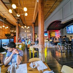 Emmy Squared Pizza - Inside. Dining room and bar.