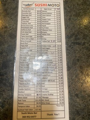 Menu photo 1 Sushi Moto Bar Camas, WA Menu photo 1 Sushi Moto Bar Camas, WA