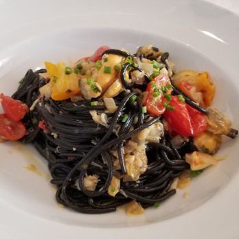 Hart House Restaurant - Squid ink seafood pasta on their brunch menu - Seafood Near Me - Burnaby, British Columbia