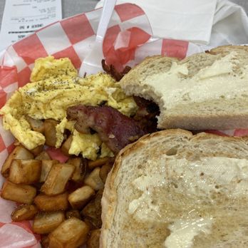 Marathon Diner - Scrambled eggs, home fries, bacon and toast. - Salad Near Me - Pittsburgh, Pennsylvania