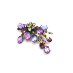 The Vintage Jewelry Collection - 1960's Rhinestone & Art Glass Brooch designed by Alice Caviness.